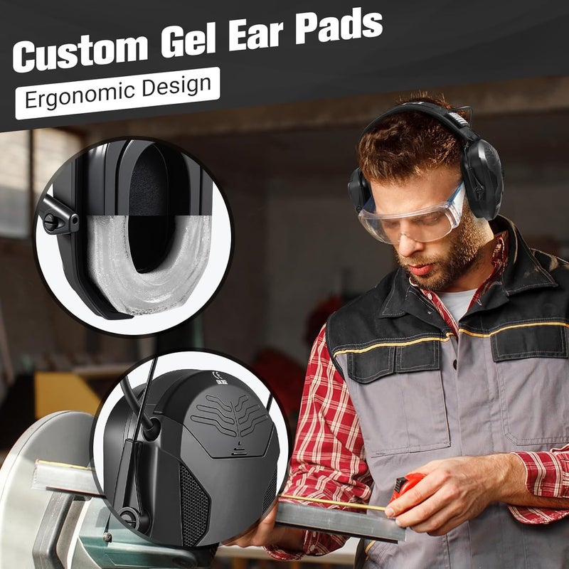PYBBO Shooting Ear Protection with Gel Ear Pads, NRR 23dB Active Noise Reduction & 3X Sound Amplification Gun Range Earmuffs - Image 2